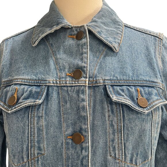 North Style M Embroidered Horse Denim Jacket Western Boho Cowboy Rodeo Y2K Retro - Picture 4 of 9